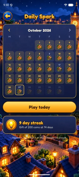The Daily Spark calendar and streak