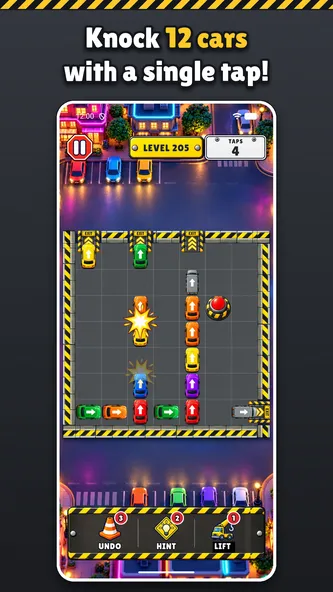 A single tap knocking twelve cars up a column in Neon Night