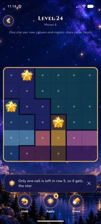 A Starfold hint explaining the next deduction