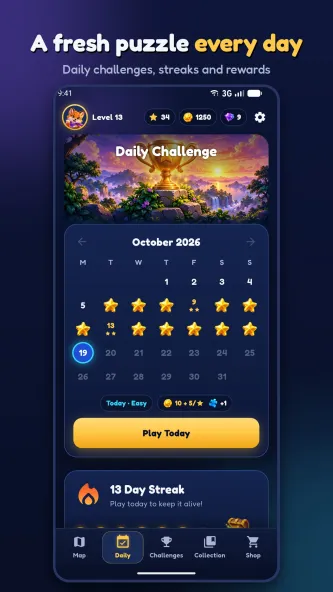 Sudoku Evolved daily challenge calendar and streak